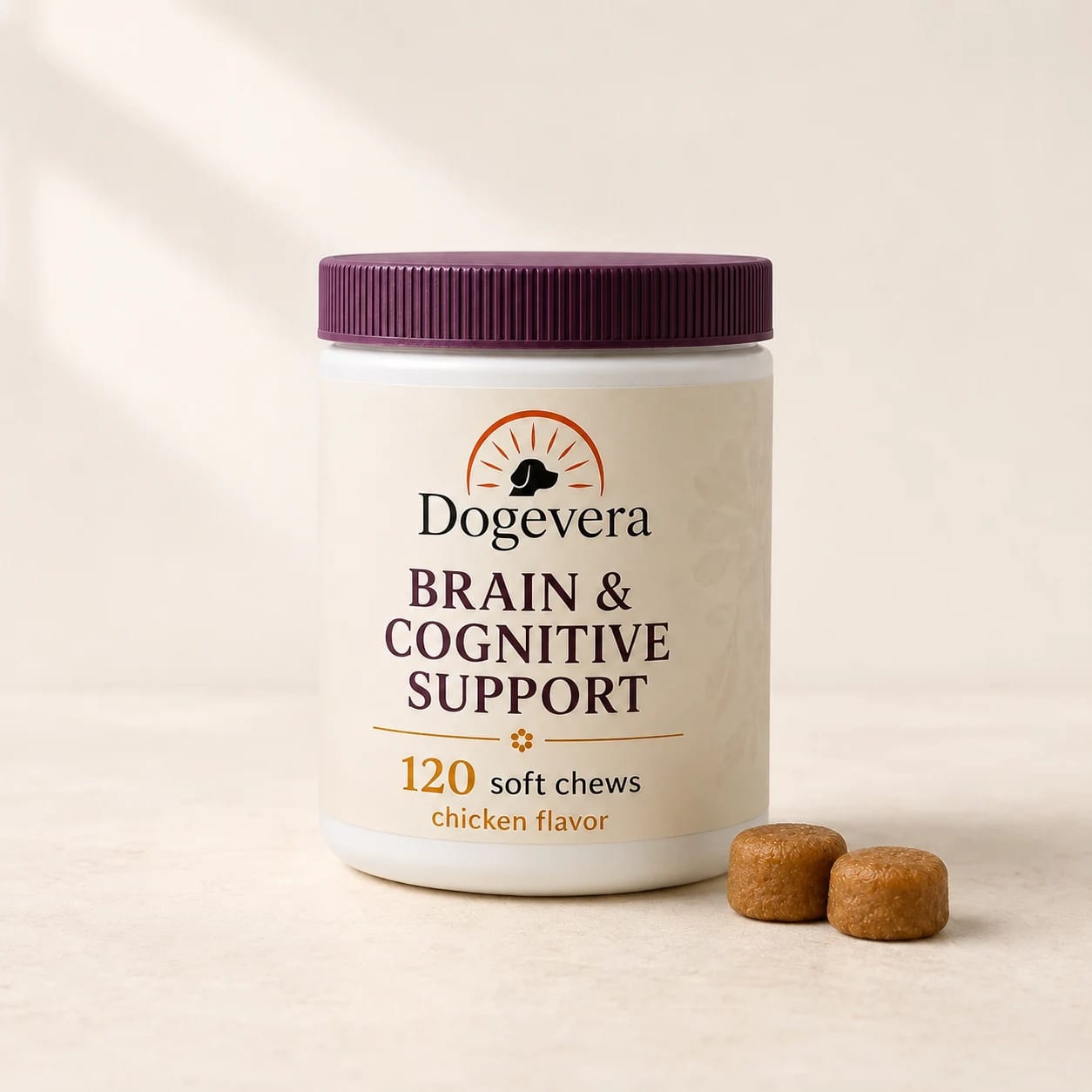 brain cognitive support soft chews for dogs — studio product photograph