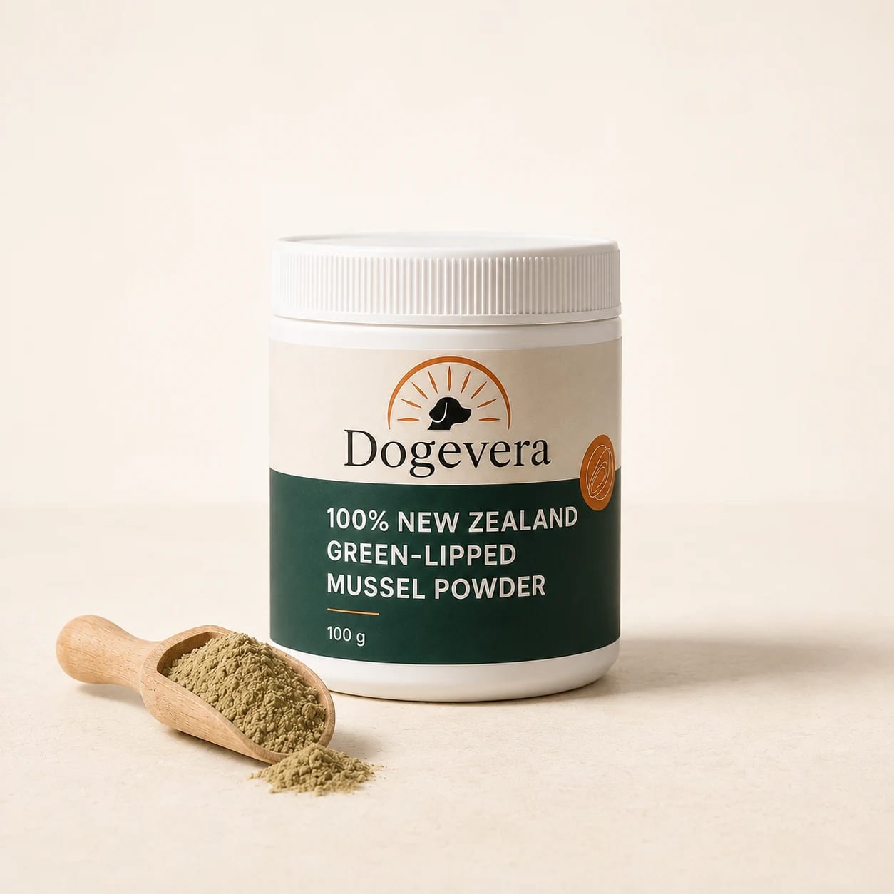 new zealand green lipped mussel powder for dogs — studio product photograph