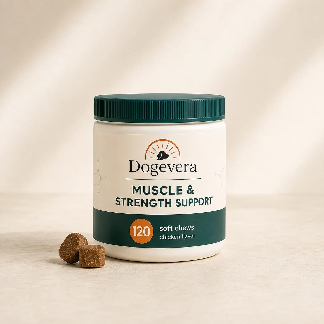 muscle strength recovery soft chews for dogs — studio product photograph
