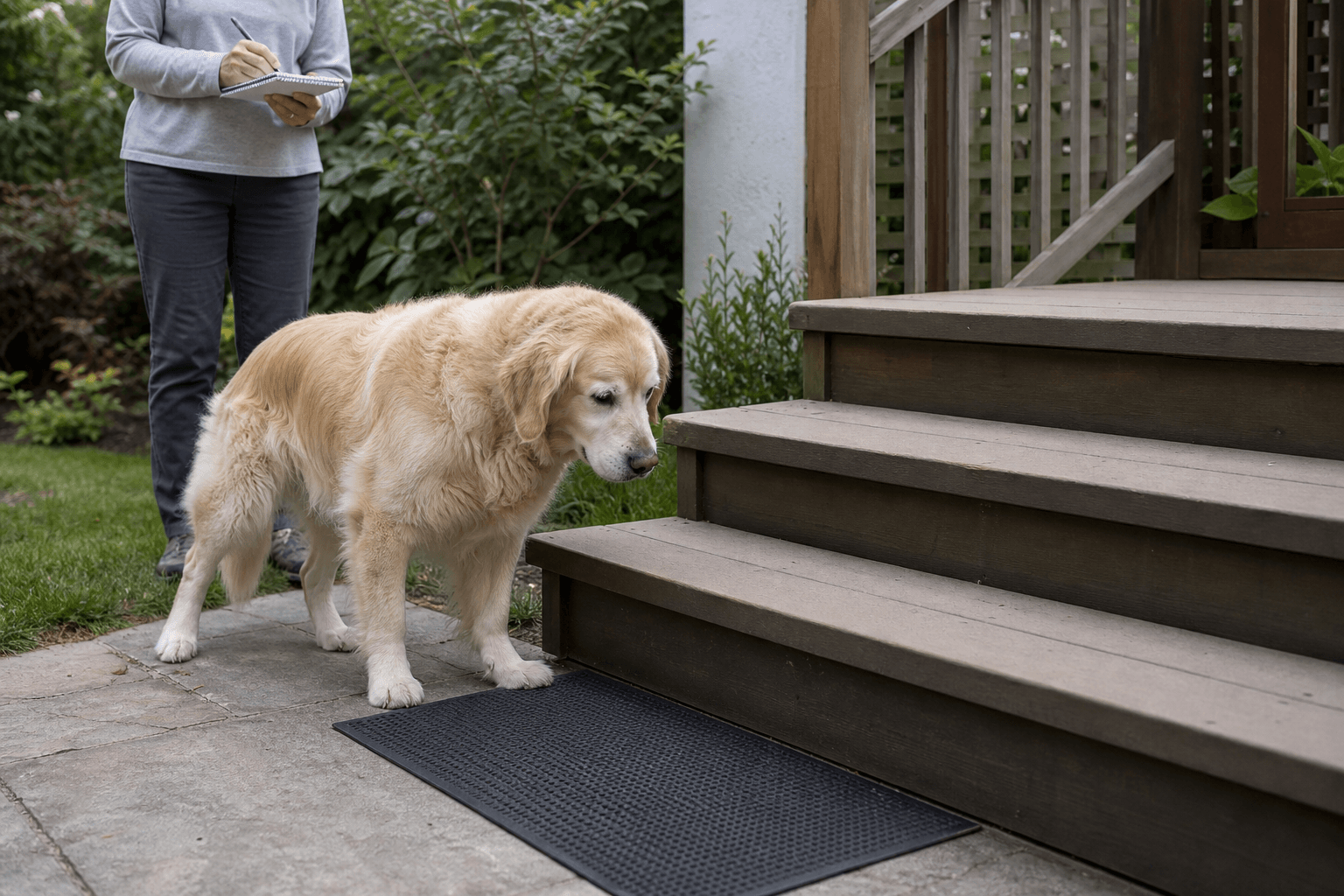 Cane anziano con le zampe posteriori che cedono: cosa annotare quando fatica sulle scale