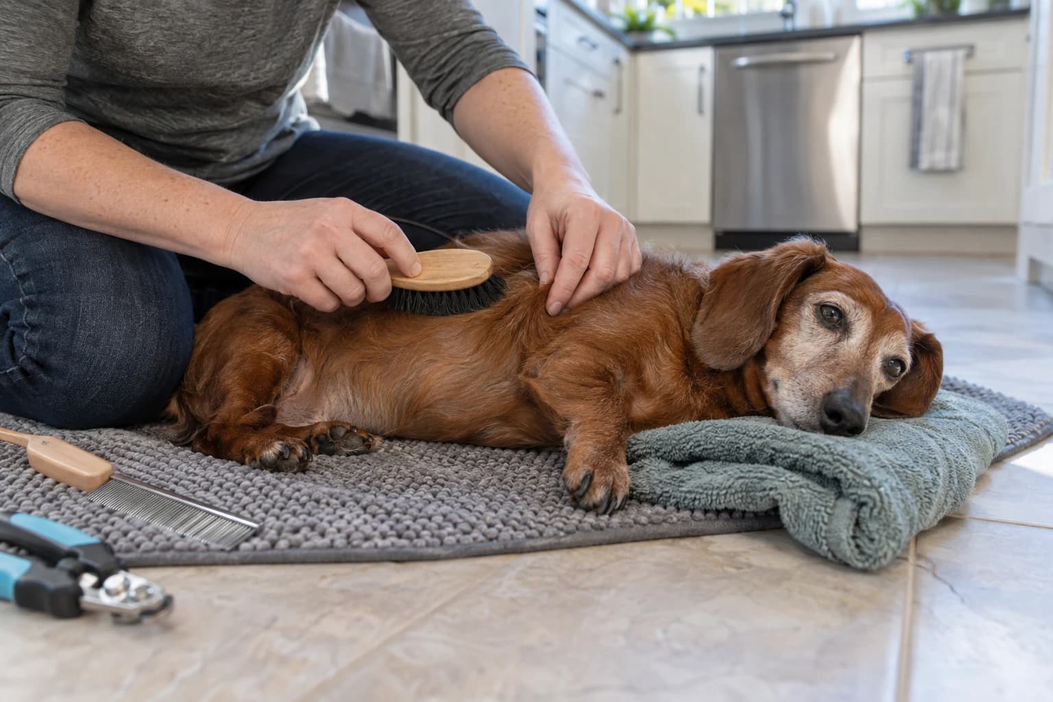 Dogevera senior dog health guide: Toelettatura del cane anziano: una routine delicata e sicura