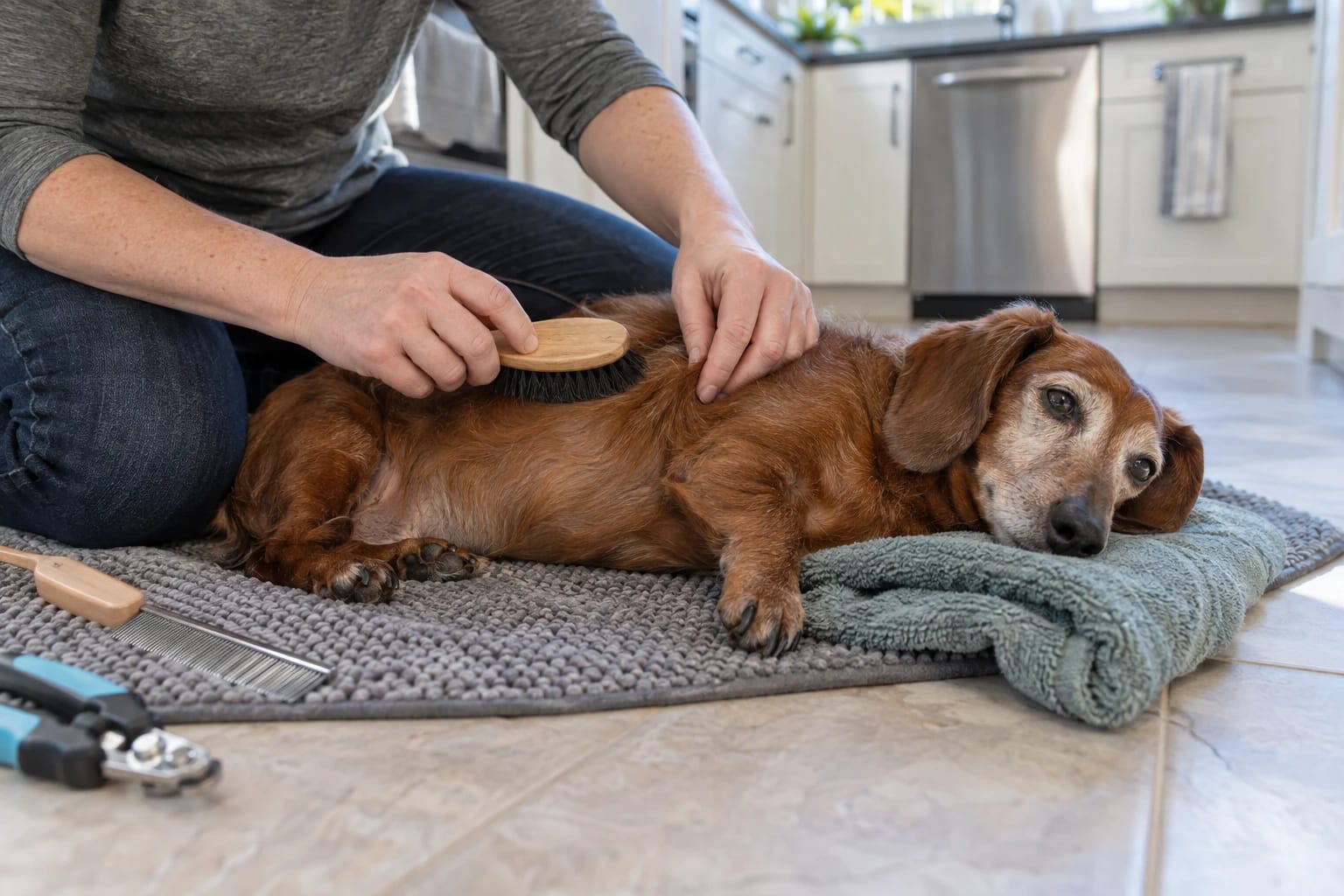 Dogevera senior dog wellness guide: Toiletter un chien âgé : une routine douce et plus sûre
