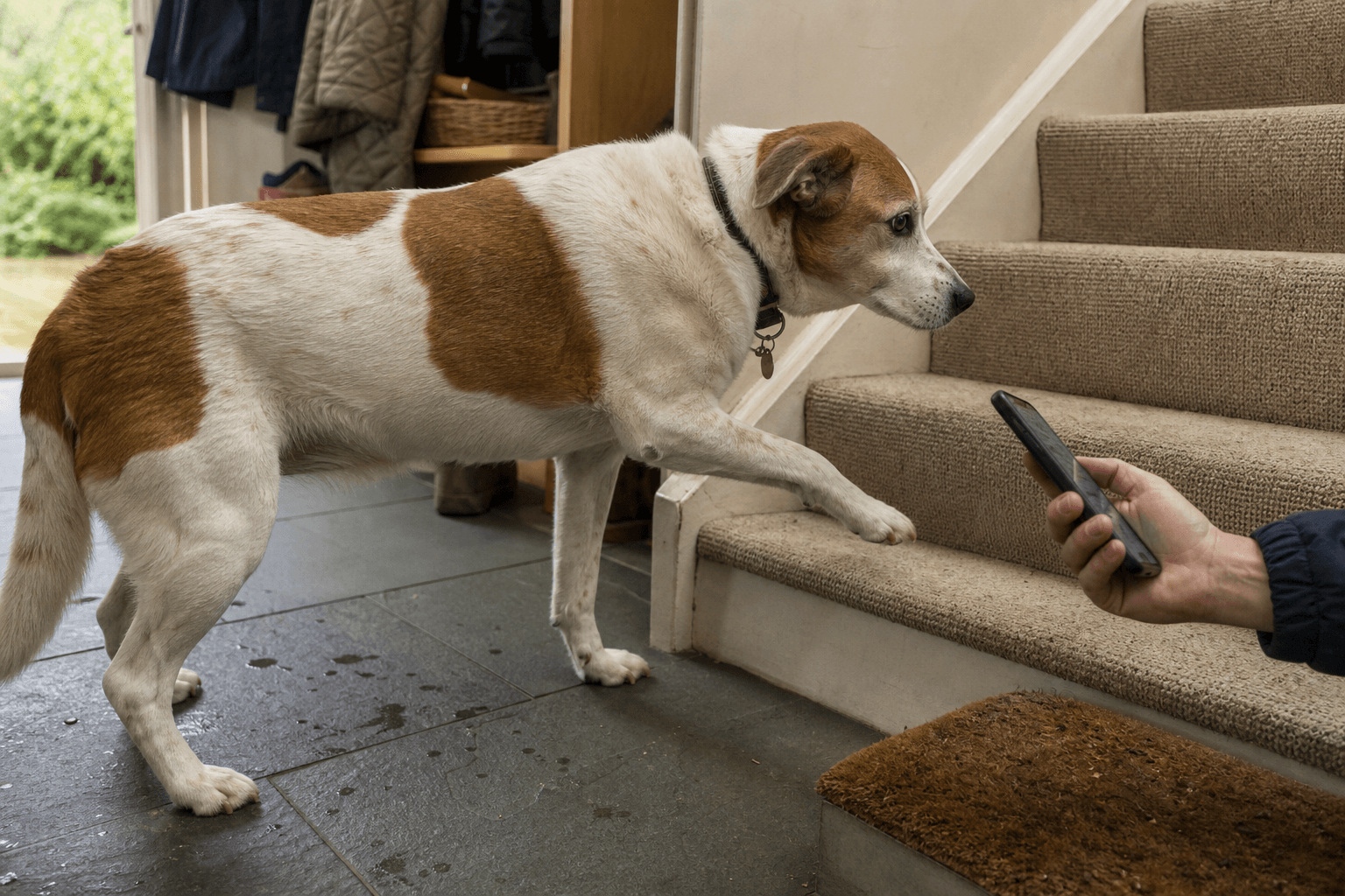 Hund zögert vor der Treppe? So erkennen Sie das Muster